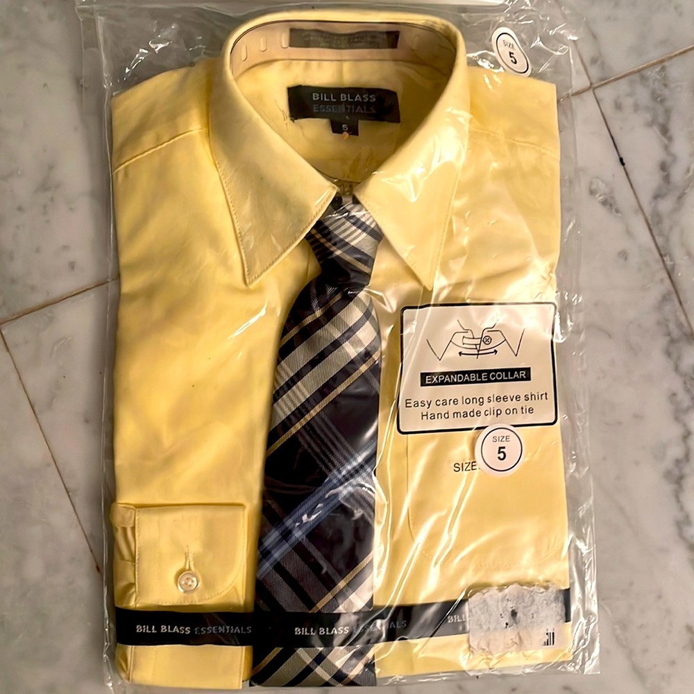 Bill Blass Boys Dress Shirt & Tie | Size 5